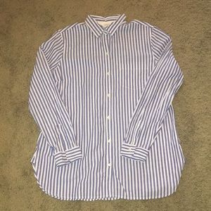 EUC Old Navy blue/white striped classic button up